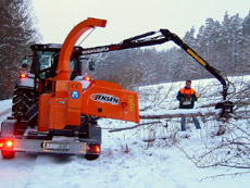 Jensen Woodchipper Custom model tractor with crane